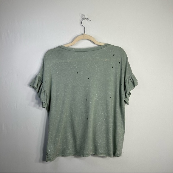 American Eagle Distressed Deconstructed Gorpcore Grunge Ruffle Flounce Top Sz S - Picture 2 of 11